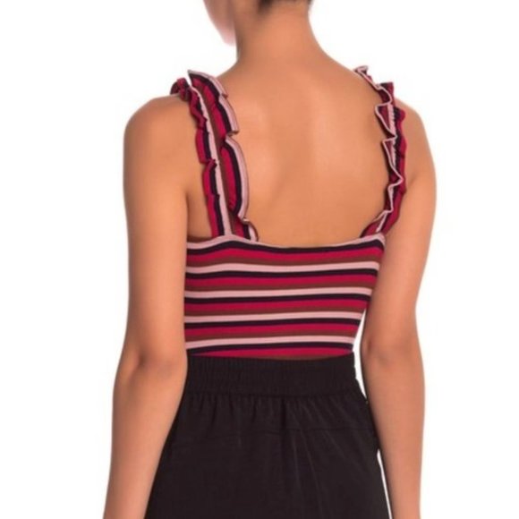 Elodie Striped Ruffle Strap Bodysuit - NWT! - Picture 2 of 7